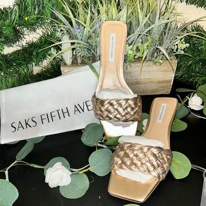 Saks Fifth Avenue Flat Leather Braided Sandal